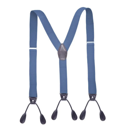 Men Women Adult Vintage Suspenders Leather Trimmed Button End Y Back