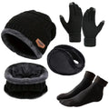 Autumn Winter Knitted Velvet Warm Set With Fleece Lined Knit Hat Scarf
