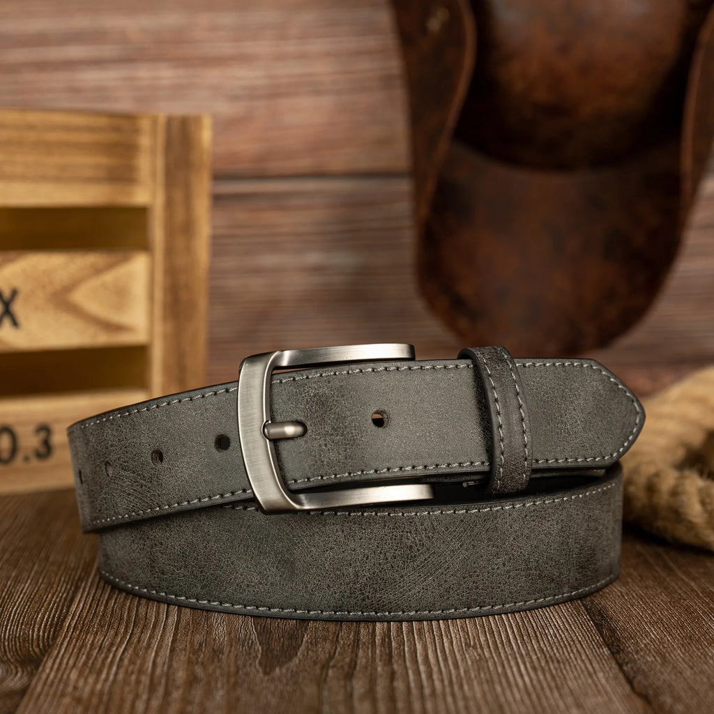 PU Leather Vintage  Buckle Belt – Unisex Waist Belt Brown Bronze 110cm