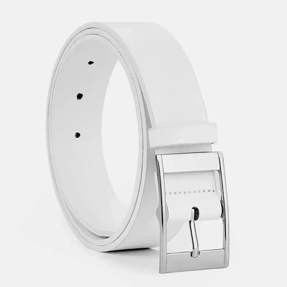 New Luxury Belt for Men PU Leather Belt Metal Pin Buckle High Quality