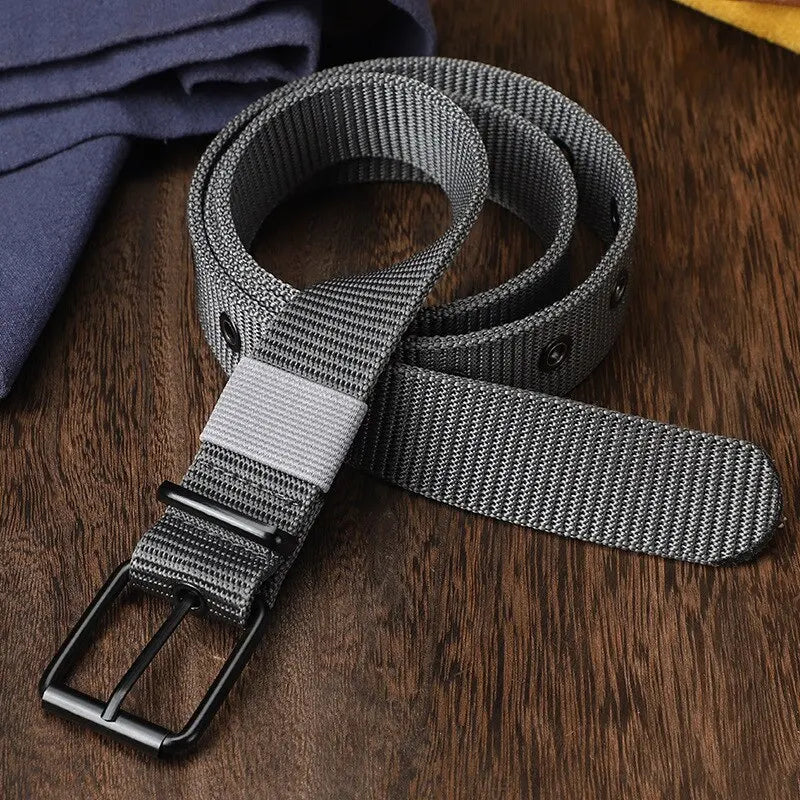 Men's and Women's Nylon Belt Porous Canvas Pin Buckle Outdoor Belt