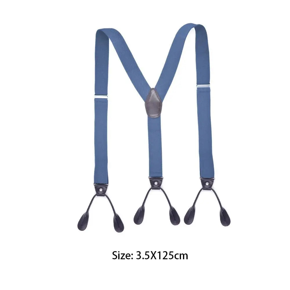 Men Women Adult Vintage Suspenders Leather Trimmed Button End Y Back