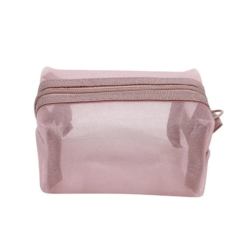 Mini Clear Nylon Mesh Cosmetic Bags Cute Women Small Lipstick Makeup