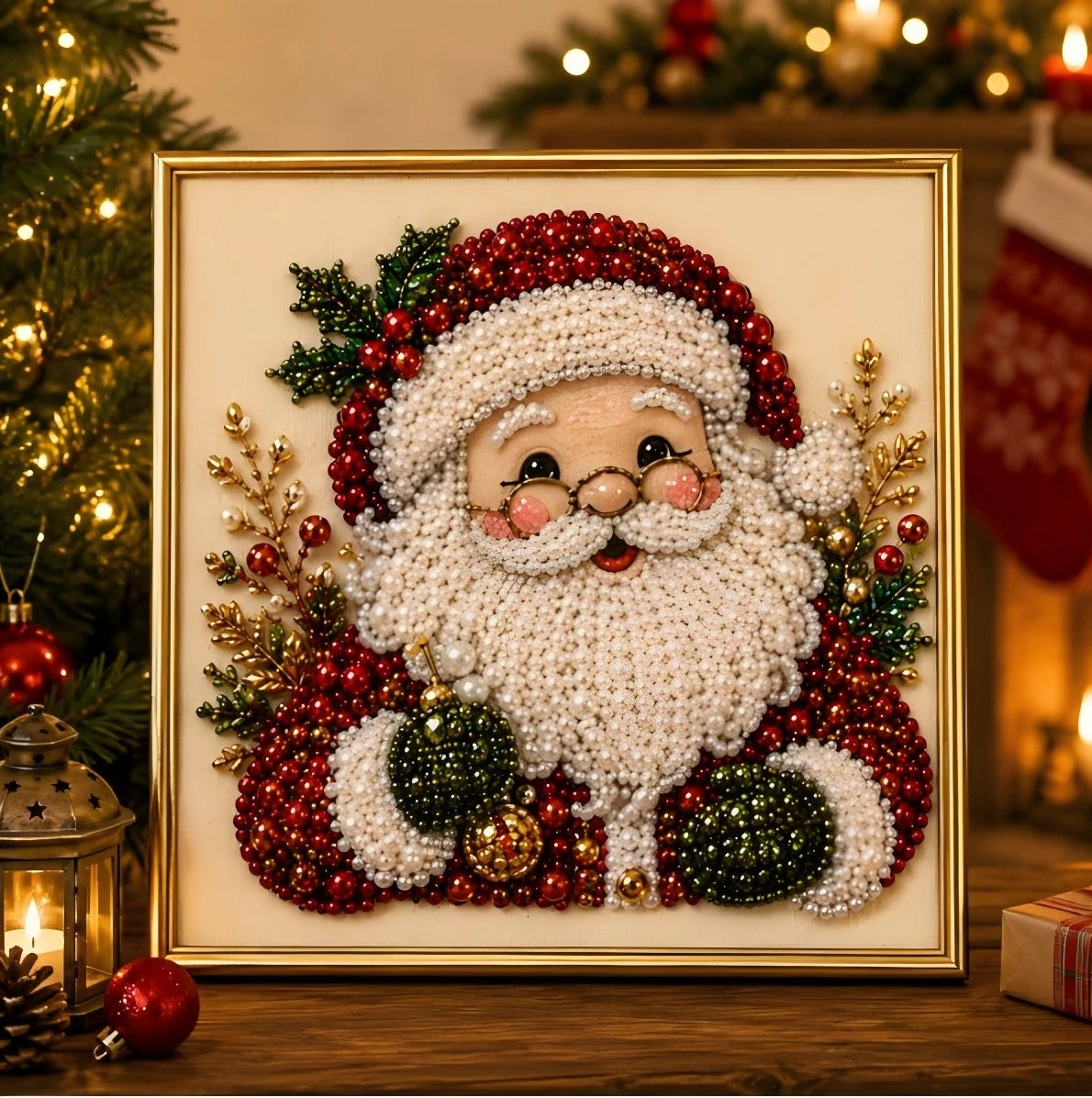 Santa Claus Pearl Diamond Painting Art Kit DIY Hand Painting Christmas