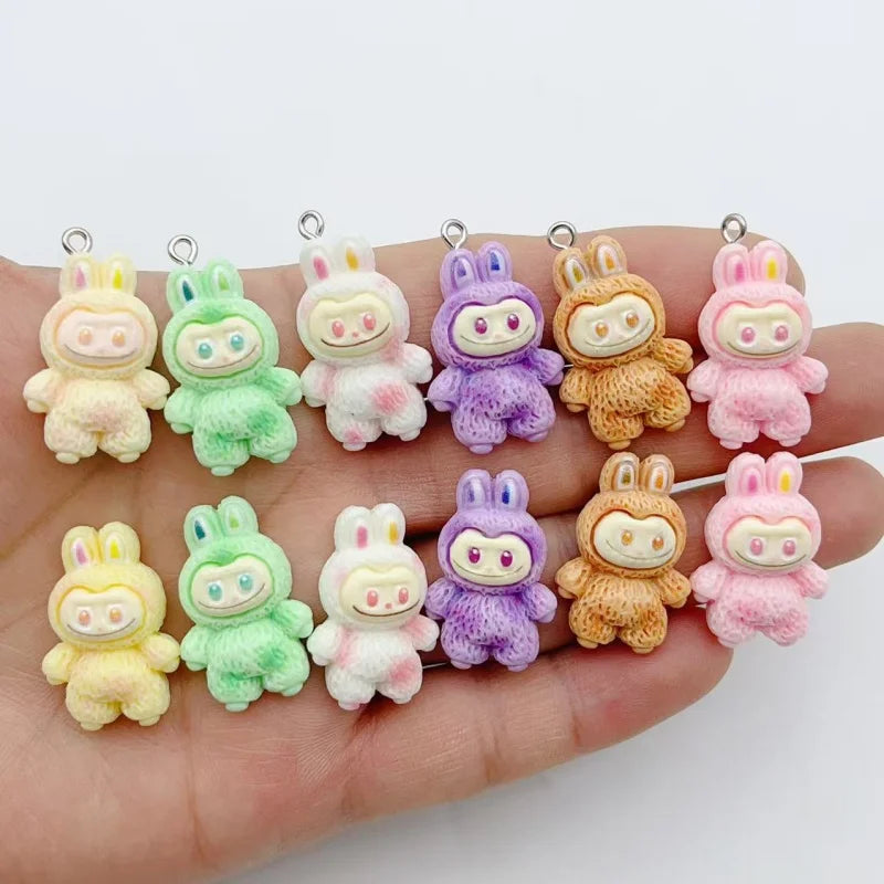 10pcs Cartoon Resin Animal Charm Pendant Earrings Keychain Bracelet