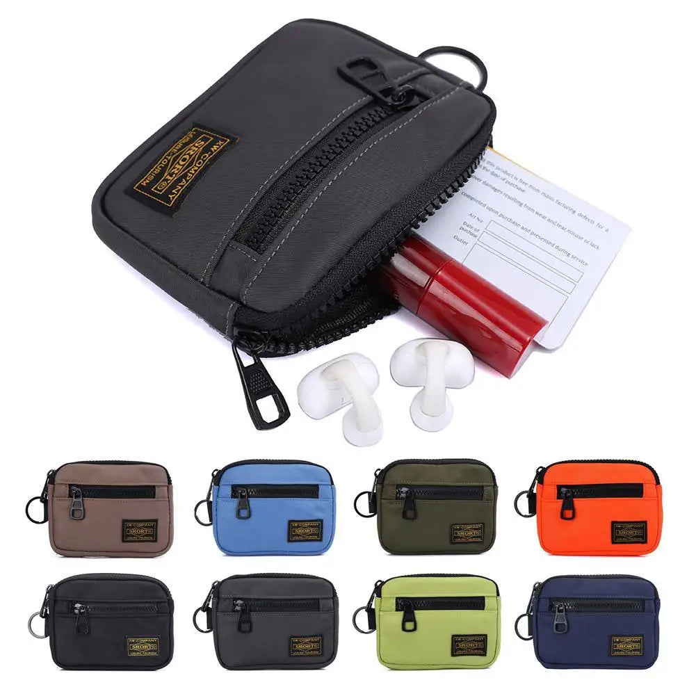Small Casual Men's Coin Purse Canvas Zipper Short Wallet Retro Key