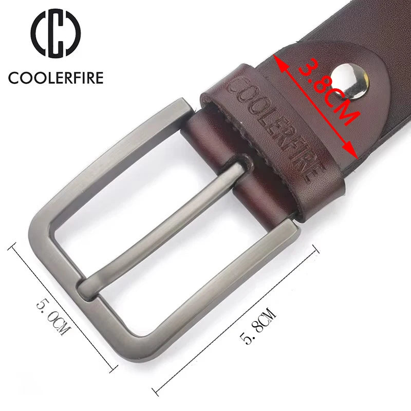 Men's Belt Genuine Leather Luxury Designer Vintage Pin Buckle for