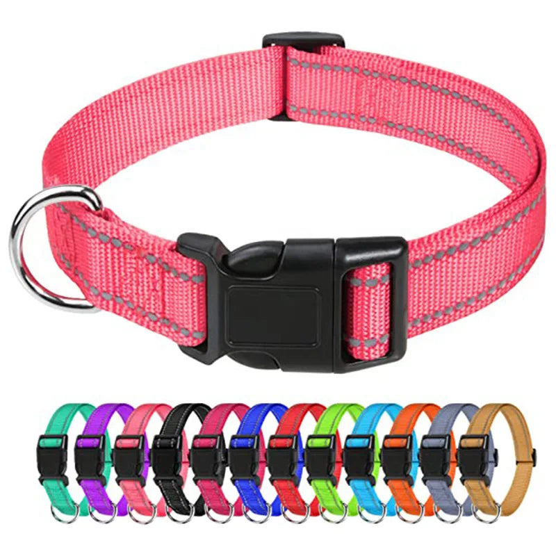 Reflective Dog Collar Strap with Adjustable Safety Nylon Pet Collar