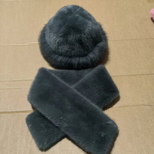 Luxury Faux Fur Hat & Scarf Set - Warm Elegant Versatile for Winter
