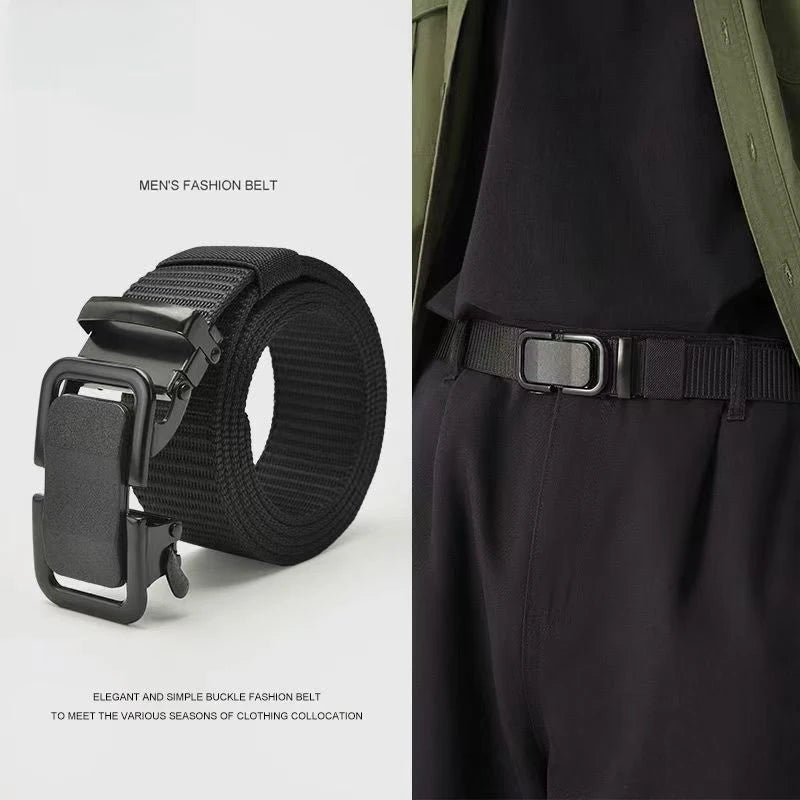 Men's Belt Tactical Full Metal Automatic Buckle Waist Belt Nylon