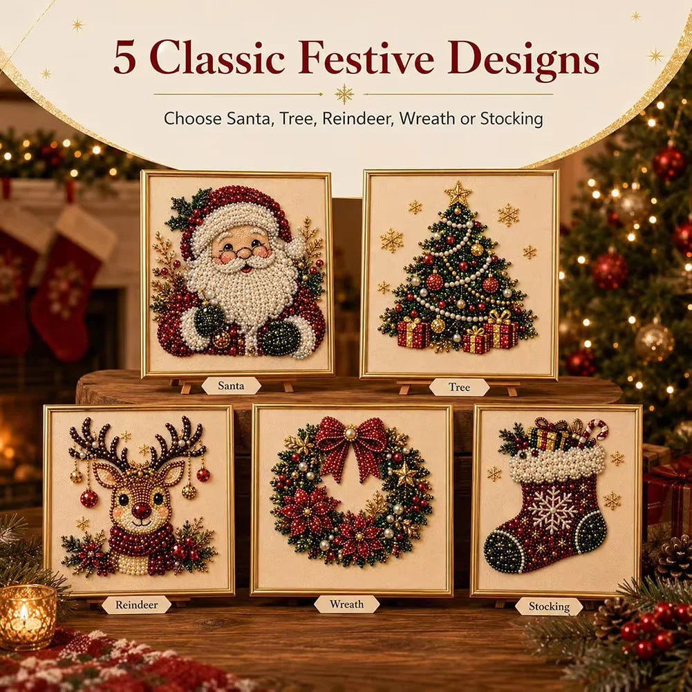 Santa Claus Pearl Diamond Painting Art Kit DIY Hand Painting Christmas