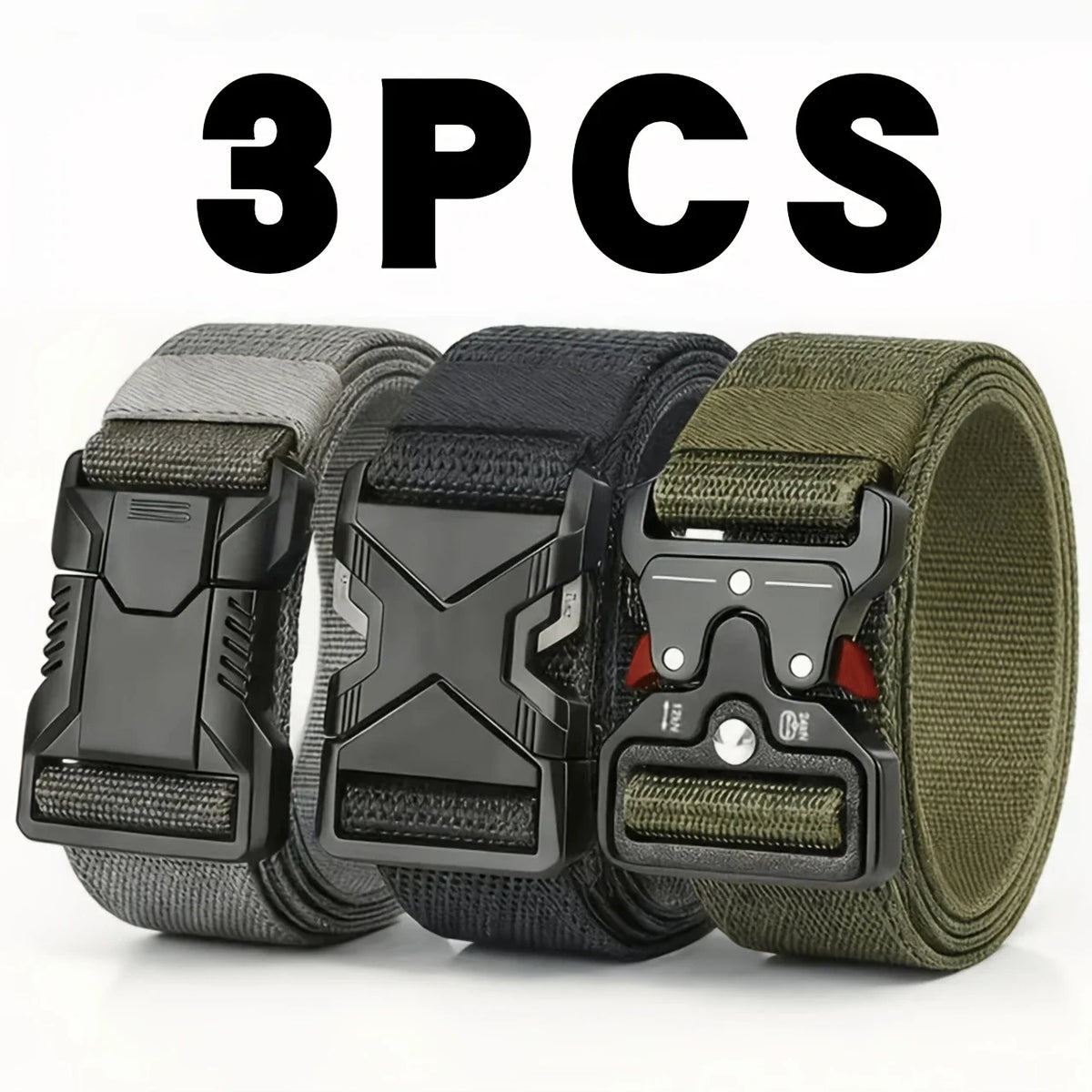 3pc Quick release tactical belts adjustable for outdoor use durable
