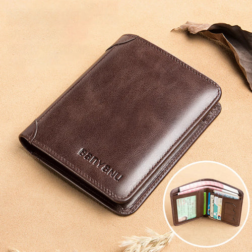 PU Leather RFID Wallet Men Slim Vertical Wallets Black Thin Short ID