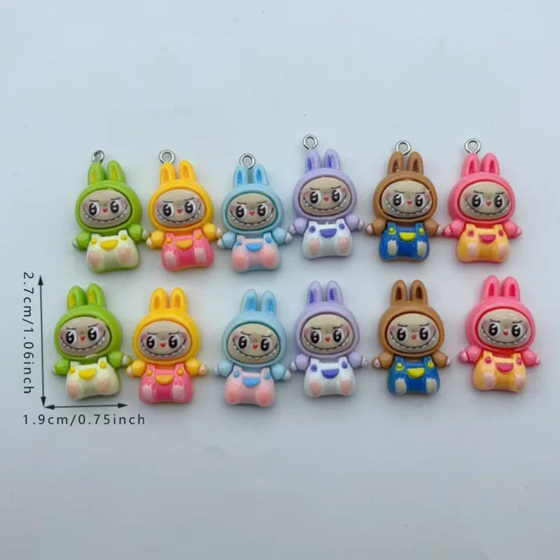 10Pcs Kawaii Rabbit Strawberry House Resin Charms Lovely Cartoon