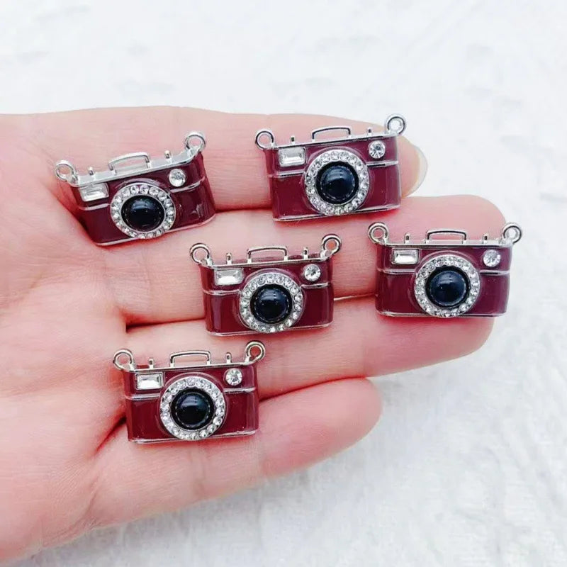 10pcs Retro Brown Camera Double Hanging Pendant Handmade DIY Bracelet