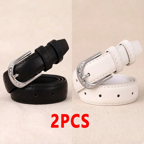 Women's Trousers Belt PU Leather Trend White Belt Fashion High Quality
