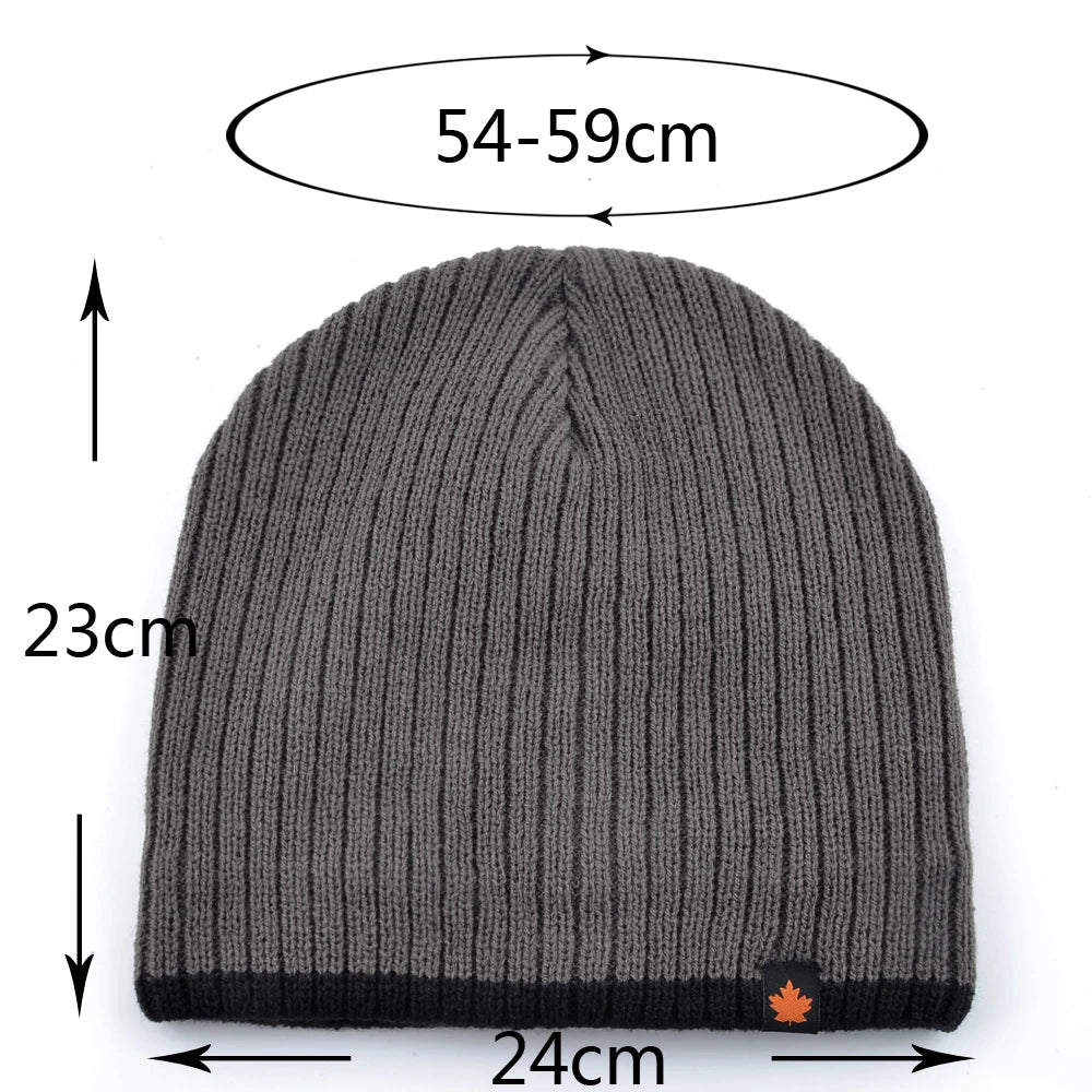 Men's Skullies Beanies Knitted Wool Hats Men Winter Thick Beanie Hat