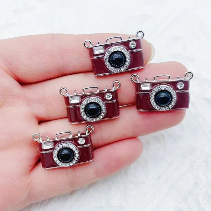 10pcs Retro Brown Camera Double Hanging Pendant Handmade DIY Bracelet