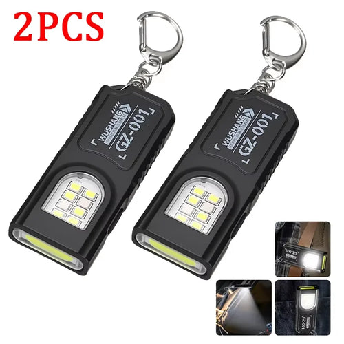 Portable Keychain LED COB Flashlight USB Rechargeable Torch with Pen