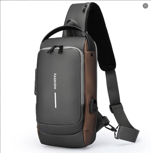 Men's Anti-Theft Chest Bag with Password Lock & USB Port Waterproof